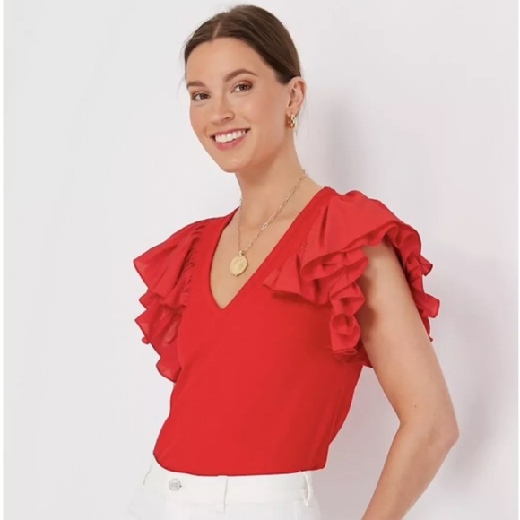 Tuckernuck Tops - Tuckernuck Pomander Place Red Ribbed Top NWOT